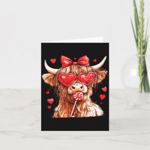 Cute Highland Cow Candy Cane Heart Valentines Day  Card