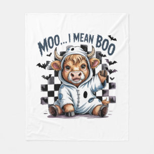 Cute Highland Cow Checkered Halloween Te Fleece Blanket
