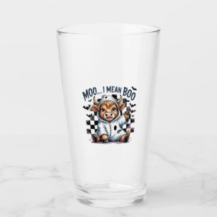 Cute Highland Cow Checkered Halloween Te Glass