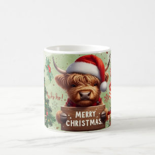 Cute Highland Cow Christmas, Cozy Holiday Highland Coffee Mug