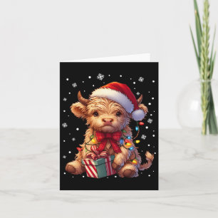 Cute Highland Cow Christmas Highland Cow Xmas Sant Card