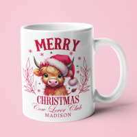 Cute Highland Cow Christmas Personalised Name