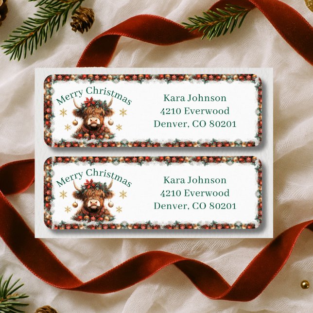 Cute Highland Cow Christmas Return Address (Creator Uploaded)