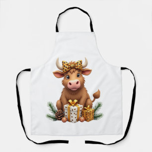 Cute Highland Cow Christmas Santa Highland Cow Lov Apron