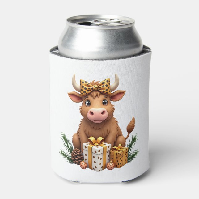 Cute Highland Cow Christmas Santa Highland Cow Lov Can Cooler (Can Front)