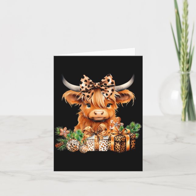 Cute Highland Cow Christmas Santa Highland Cow Lov Card (Front)