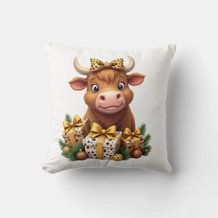 Cute Highland Cow Christmas Santa Highland Cow Lov Cushion
