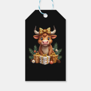 Cute Highland Cow Christmas Santa Highland Cow Lov Gift Tags