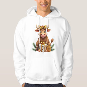 Cute Highland Cow Christmas Santa Highland Cow Lov Hoodie