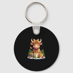 Cute Highland Cow Christmas Santa Highland Cow Lov Key Ring