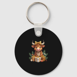 Cute Highland Cow Christmas Santa Highland Cow Lov Key Ring