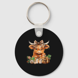 Cute Highland Cow Christmas Santa Highland Cow Lov Key Ring