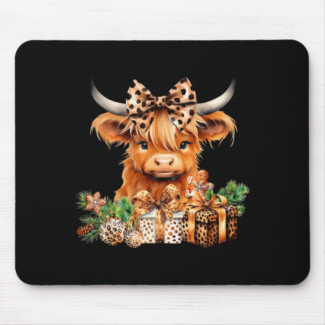 Cute Highland Cow Christmas Santa Highland Cow Lov Mouse Mat (Front)