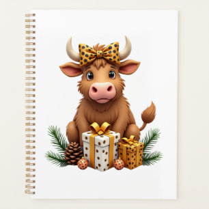 Cute Highland Cow Christmas Santa Highland Cow Lov Planner