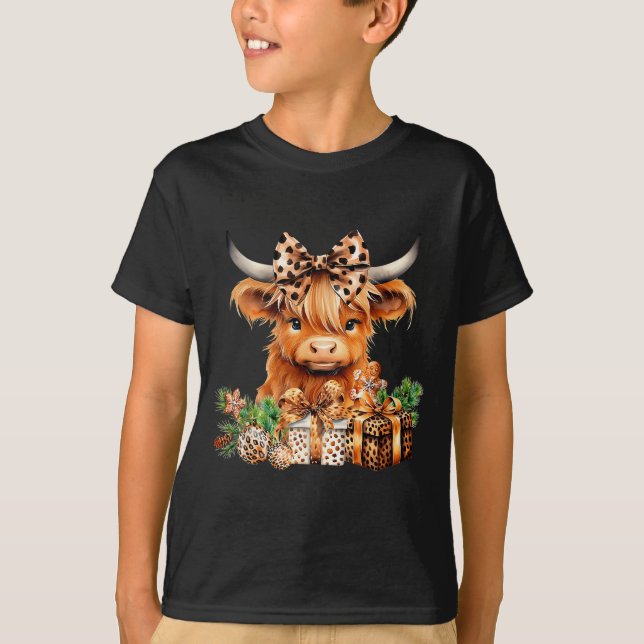 Cute Highland Cow Christmas Santa Highland Cow Lov T-Shirt (Front)