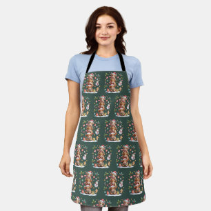 Cute Highland Cow Christmas Trees Hot Cocoa Cosy Apron