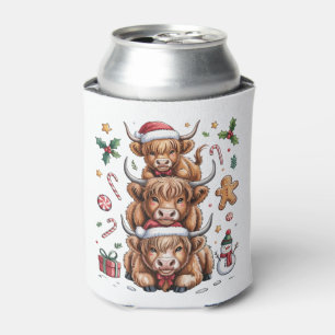 Cute Highland Cow Christmas Xmas Cosy Winter Can Cooler