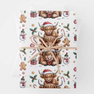 Cute Highland Cow Christmas Xmas Cosy Winter Wrapping Paper Sheet