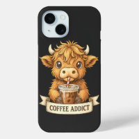Cute Highland Cow Coffee Addict Funny Drink Coffee