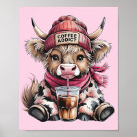 Cute Highland Cow Coffee Addict Funny Drink Coffee