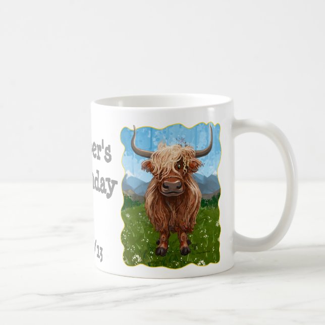 Cute Highland Cow Coffee Mug (Right)