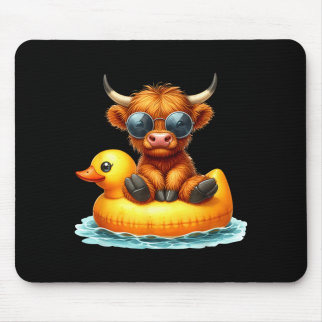 Cute Highland Cow Duck Ol Float Summer Vibes Swimm Mouse Mat (Front)