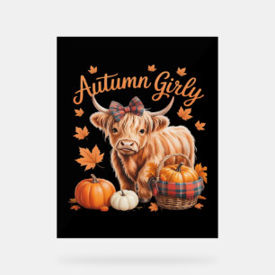 Cute Highland Cow Fall Autumn Girly Thanksgiving C Acrylic Sign