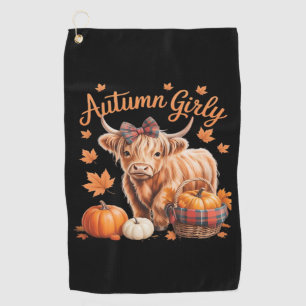 Cute Highland Cow Fall Autumn Girly Thanksgiving C Golf Towel