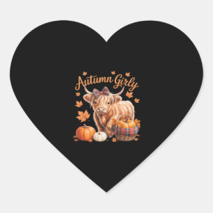 Cute Highland Cow Fall Autumn Girly Thanksgiving C Heart Sticker