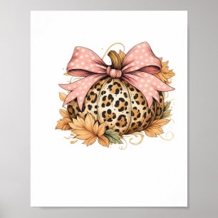Cute Highland Cow Fall Autumn Girly Thanksgiving C Poster