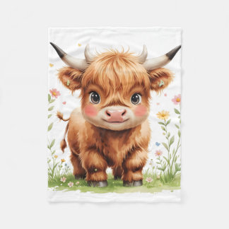 Cute Highland Cow Fleece Blanket