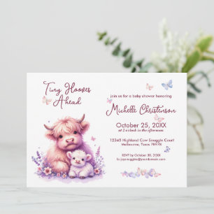 Cute Highland Cow Floral Baby Shower Invitation