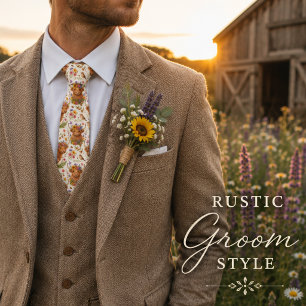 Cute Highland Cow Floral Cottagecore Farmhouse Tie