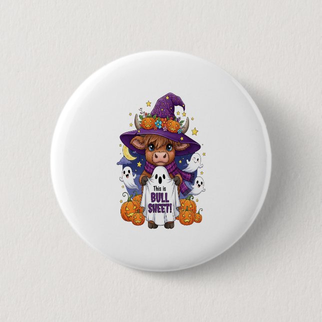 Cute Highland Cow Halloween 6 Cm Round Badge (Front)
