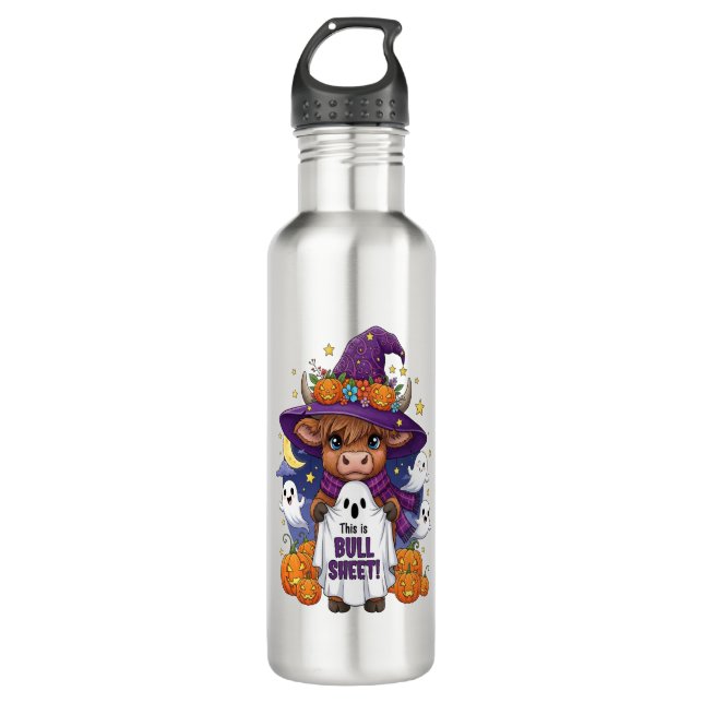 Cute Highland Cow Halloween 710 Ml Water Bottle (Front)