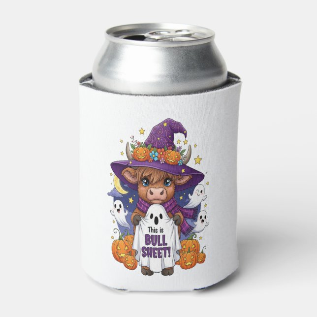 Cute Highland Cow Halloween Can Cooler (Can Front)