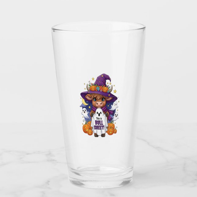 Cute Highland Cow Halloween Glass (Front)