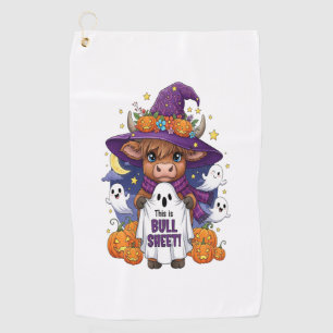 Cute Highland Cow Halloween Golf Towel
