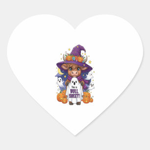 Cute Highland Cow Halloween Heart Sticker