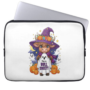 Cute Highland Cow Halloween Laptop Sleeve