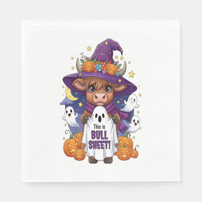 Cute Highland Cow Halloween Napkin (Front)