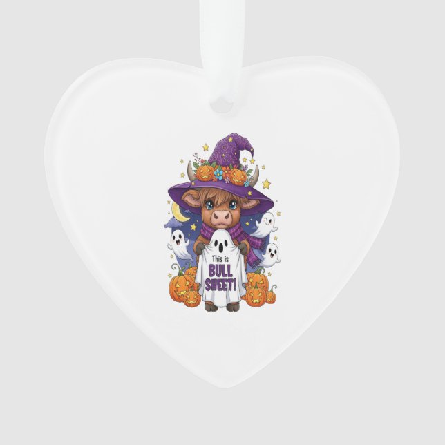 Cute Highland Cow Halloween Ornament (Front)