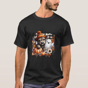 Cute Highland Cow Halloween With Ghost Pumpkin Spo T-Shirt