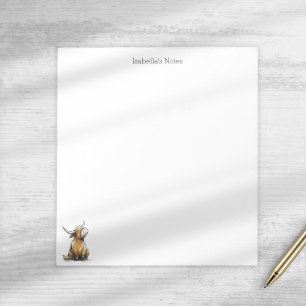 Cute Highland Cow Hand Drawn Sketch Personalised Notepad