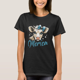 Cute Highland Cow Happy 4th Of July USA American F T-Shirt