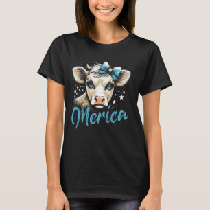 Cute Highland Cow Happy 4th Of July USA American F T-Shirt