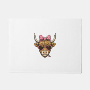 Cute Highland Cow Heart Glasses Vintage Shirt Desi Doormat