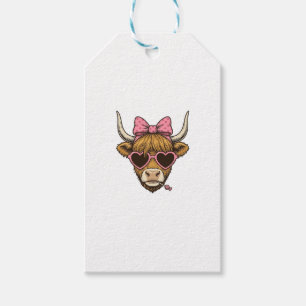 Cute Highland Cow Heart Glasses Vintage Shirt Desi Gift Tags