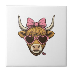 Cute Highland Cow Heart Glasses Vintage Shirt Desi Tile
