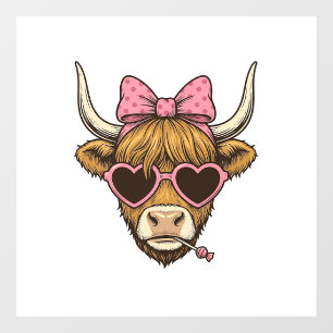 Cute Highland Cow Heart Glasses Vintage Shirt Desi Window Cling